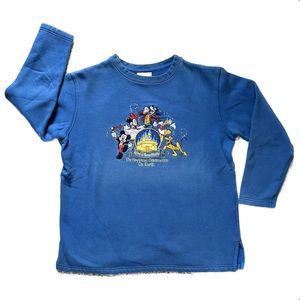 Vintage Blue Disney World Embroidered Crewneck 2005 Cropped Fit